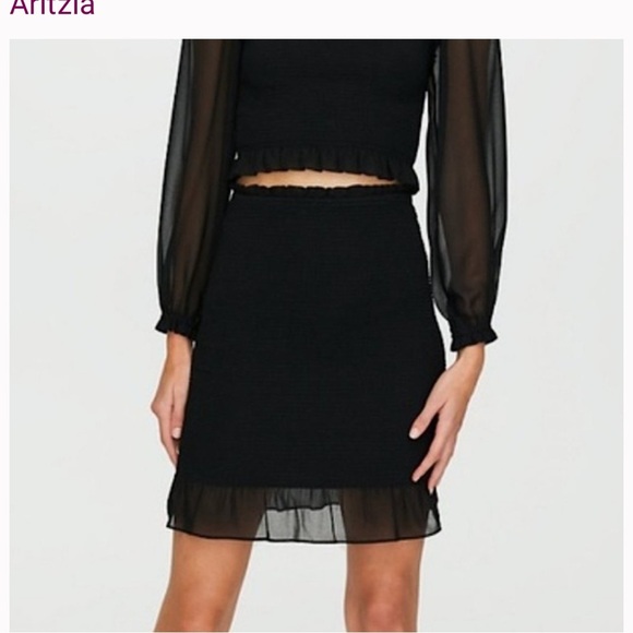 Aritzia Wilfred Ballad Smocked Ruffle Mini Skirt - Picture 2 of 7